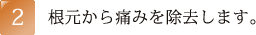 根元から痛みを除去します。